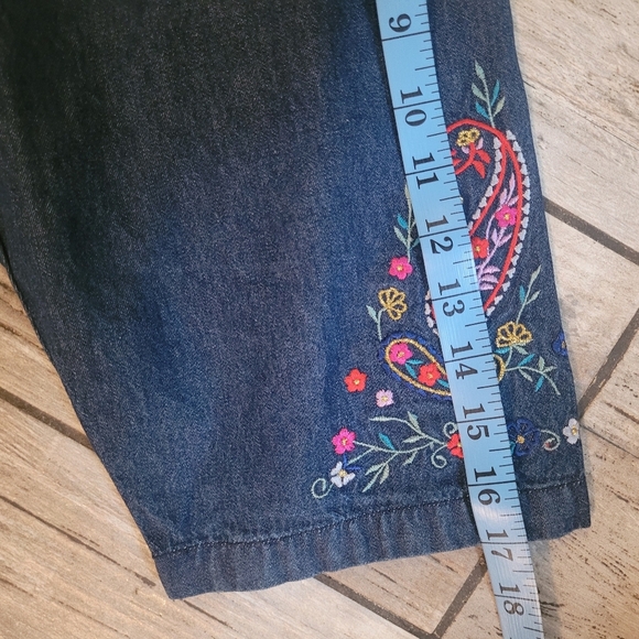 Womens 3X Lightweight Denim Embroidered Paisley Floral Pop-over Blouse Top Boho - Picture 13 of 13